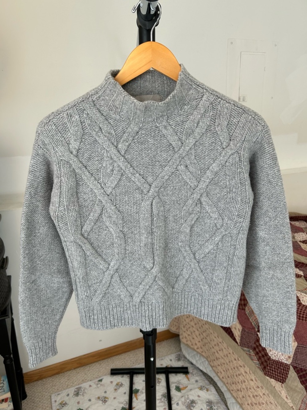 Everlane Cable Knit Mock Neck Wool Sweater XXS